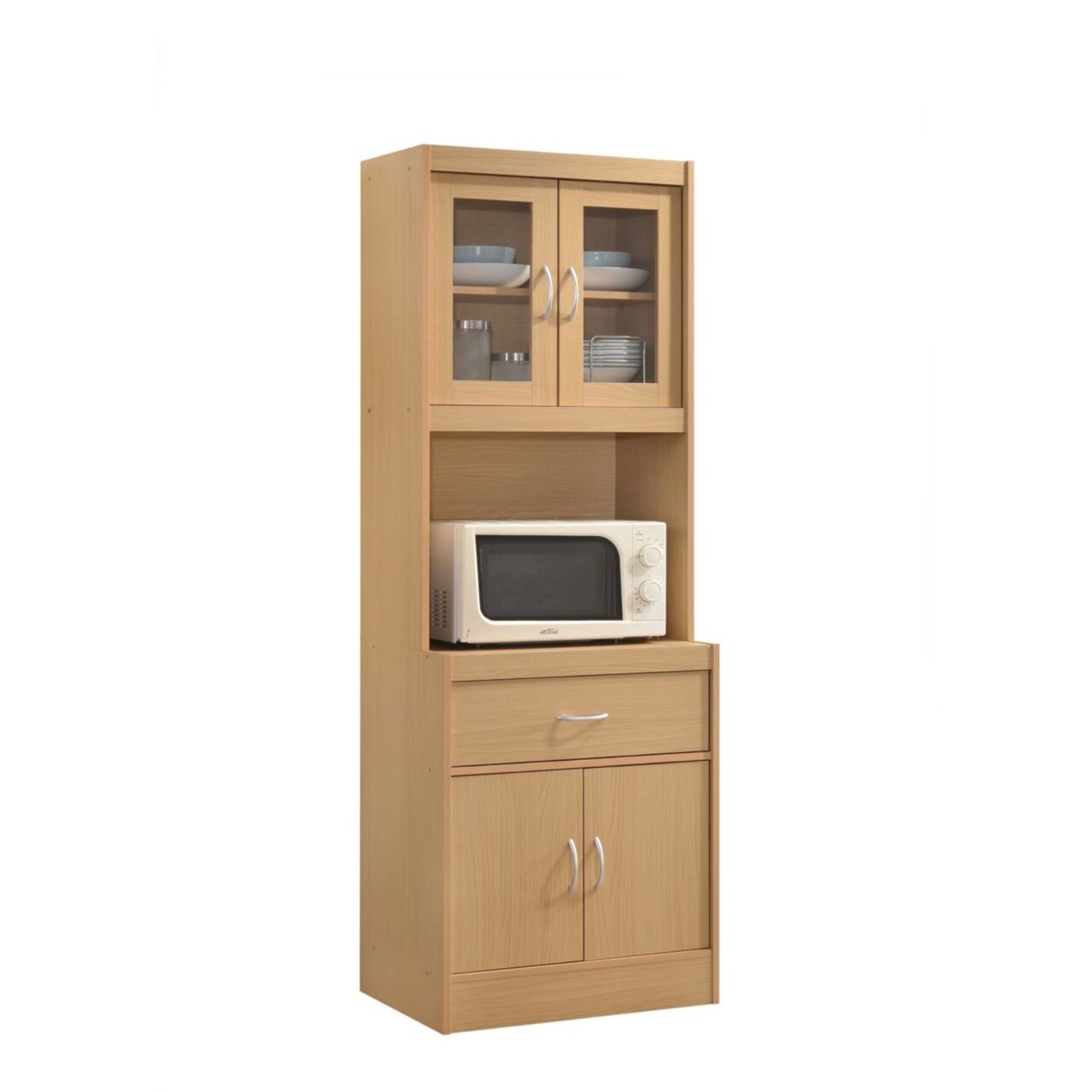 Contemporary Home Living 71" Beige Top and Bottom Enclosed Kitchen Cabinet